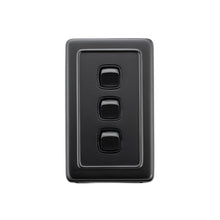 Load image into Gallery viewer, TRADCO 3 GANG FLAT PLATE ROCKER SWITCHES - W72MM