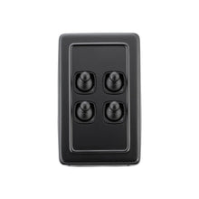 Load image into Gallery viewer, TRADCO 4 GANG FLAT PLATE TOGGLE SWITCHES - W72MM