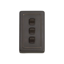 Load image into Gallery viewer, TRADCO 3 GANG FLAT PLATE ROCKER SWITCHES - W72MM