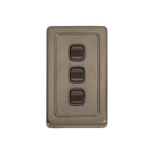 Load image into Gallery viewer, TRADCO 3 GANG FLAT PLATE ROCKER SWITCHES - W72MM