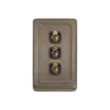 Load image into Gallery viewer, TRADCO 3 GANG FLAT PLATE TOGGLE SWITCHES - W72MM