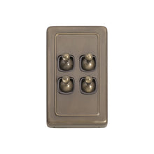 Load image into Gallery viewer, TRADCO 4 GANG FLAT PLATE TOGGLE SWITCHES - W72MM