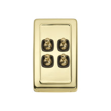 Load image into Gallery viewer, TRADCO 4 GANG FLAT PLATE TOGGLE SWITCHES - W72MM