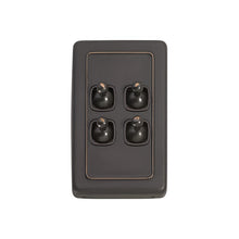 Load image into Gallery viewer, TRADCO 4 GANG FLAT PLATE TOGGLE SWITCHES - W72MM