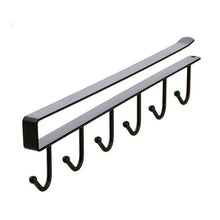 Load image into Gallery viewer, Iron 6 Hooks Storage Shelf Wardrobe Cabinet Metal Under Shelves Mug Cup Hanger Bathroom Kitchen Organizer Hanging Rack Holder
