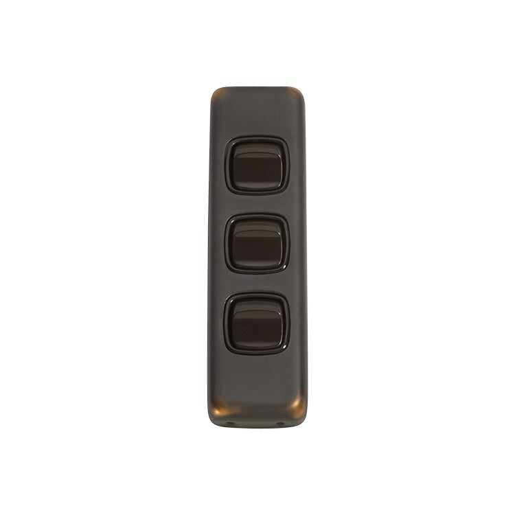 TRADCO 3 GANG FLAT PLATE ROCKER SWITCHES - W30MM