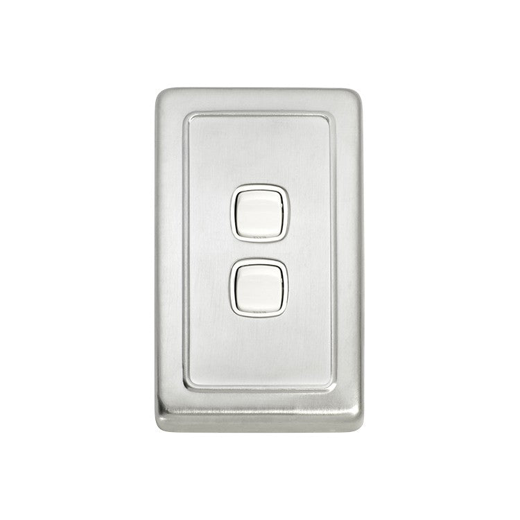 TRADCO 2 GANG FLAT PLATE ROCKER SWITCHES - W72MM
